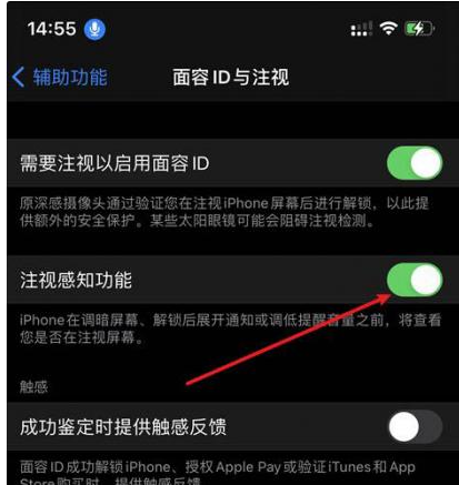 惠安苹果14维修网点分享iPhone14注视感知功能有什么用 